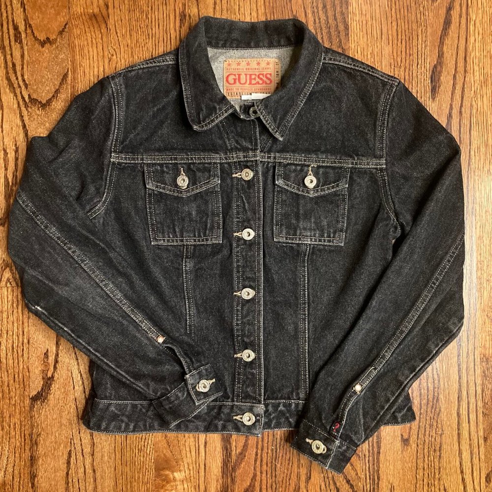 Guess by Marciano Y2K Women's Black Denim Jacket Size Medium